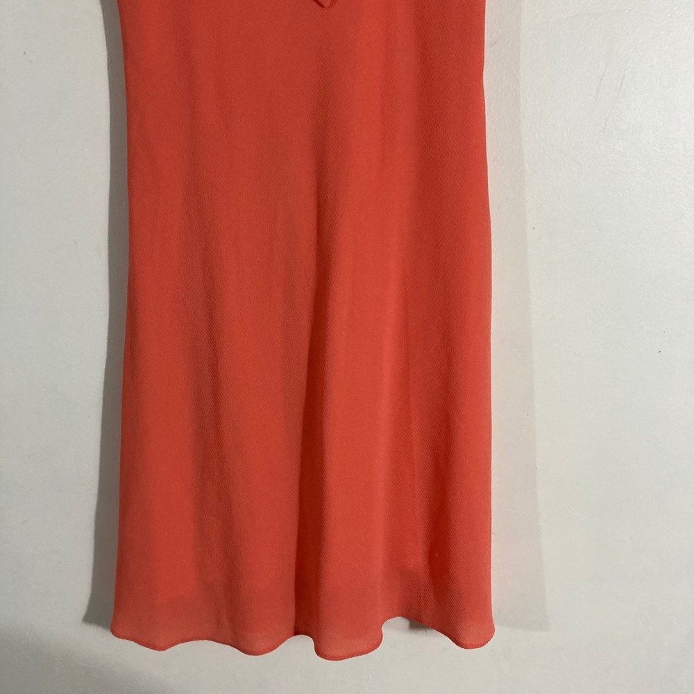 BCBG Paris Tie Front Midi Dress Womens Medium Coral Pink Short Sleeve - Picture 9 of 12